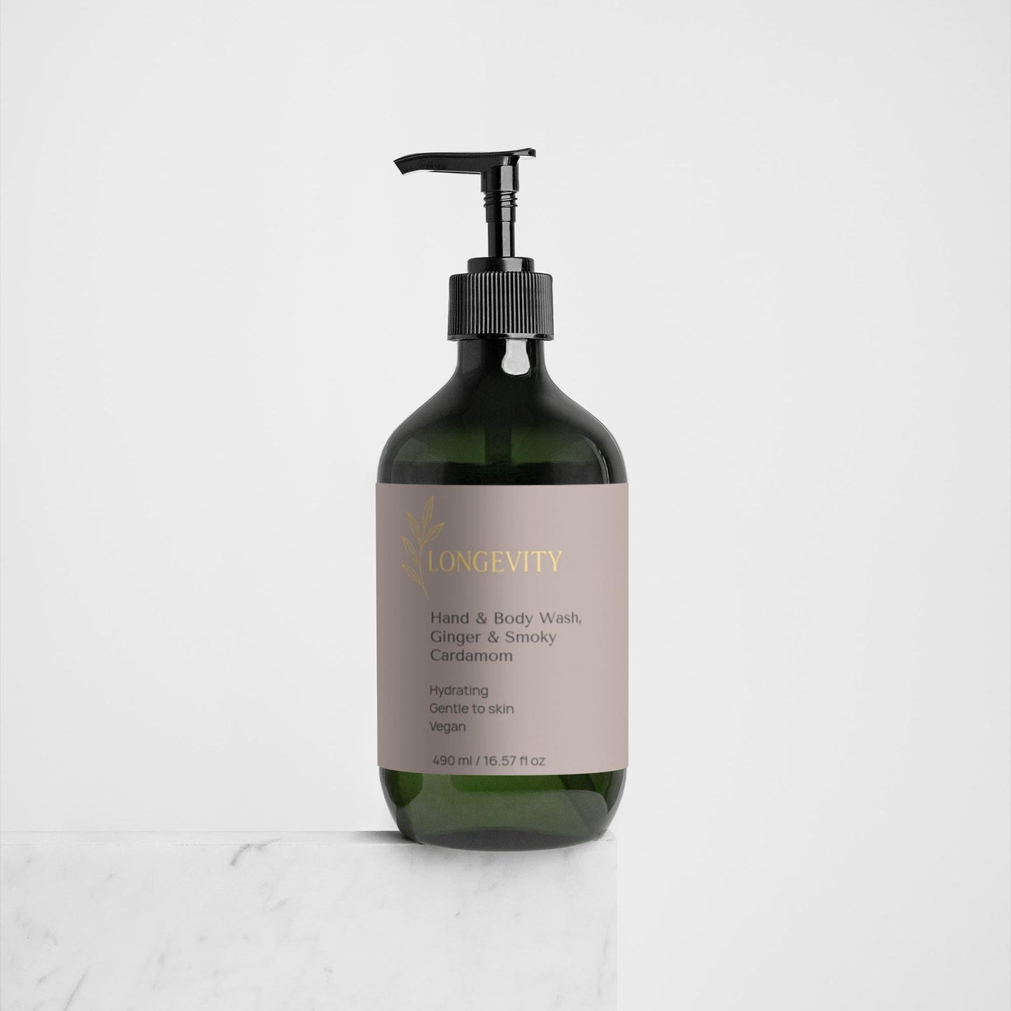 Longevity, Hand & Body Wash – Ginger & Smoky Cardamom (490ml) - GREEN LIFE CYPRUS