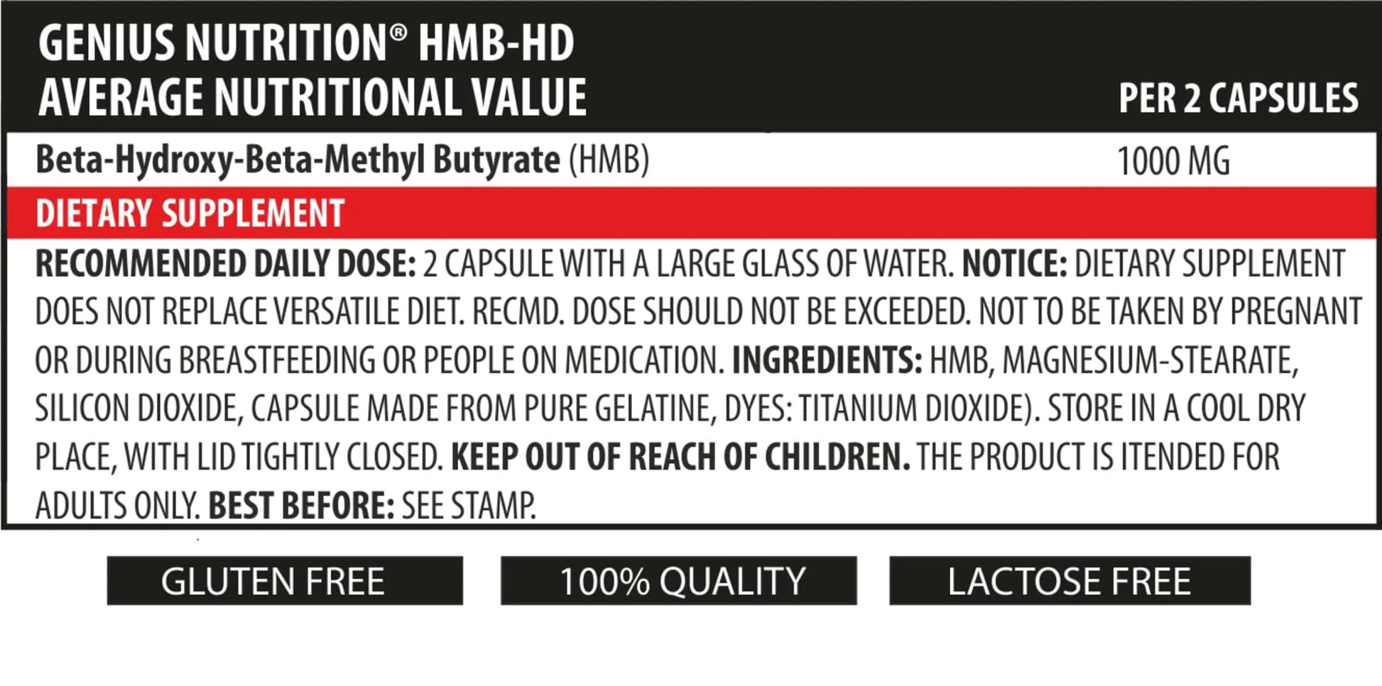 HMB-HD 90caps/45 Serv, Genius Nutrition - GREEN LIFE CYPRUS