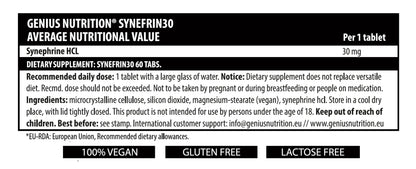 SYNEFRIN30 60 Tabs/60 Serv, Genius Nutrition - GREEN LIFE CYPRUS