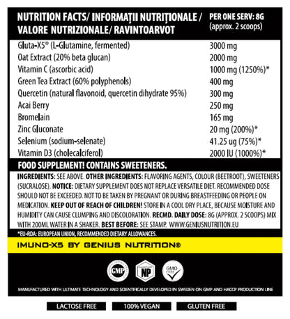 IMUNO-X5 240g/30 Serv Powder, Genius Nutrition - GREEN LIFE CYPRUS