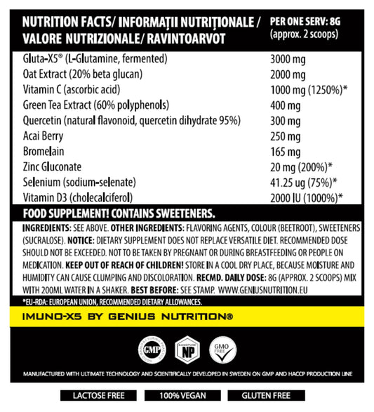 IMUNO-X5 240g/30 Serv Powder, Genius Nutrition - GREEN LIFE CYPRUS