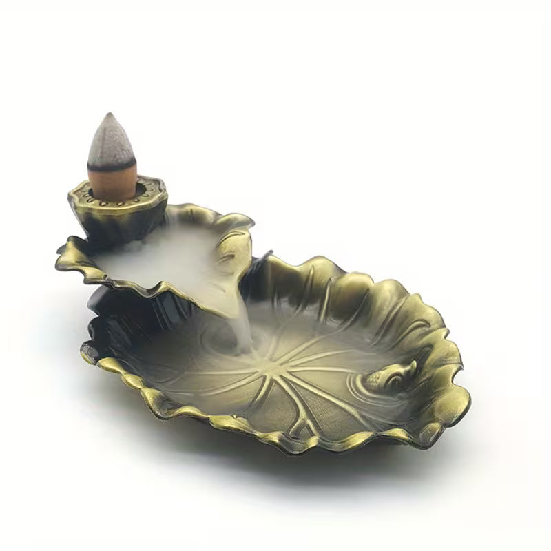 Lotus Leaf Metal Backflow Incense Holder - GREEN LIFE CYPRUS