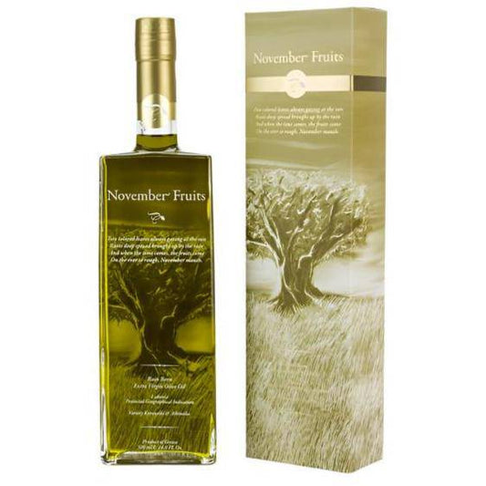Elixir Flavours Virgin Olive Oil PGI Laconia bottle with dark glass and label, premium olive oil product for cooking and finishing.