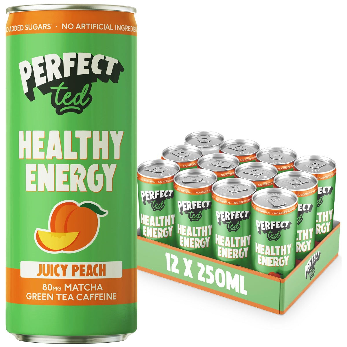 PerfectTed, Ceremonial Matcha Energy Drink, Juicy Peach, 250ml - GREEN LIFE CYPRUS