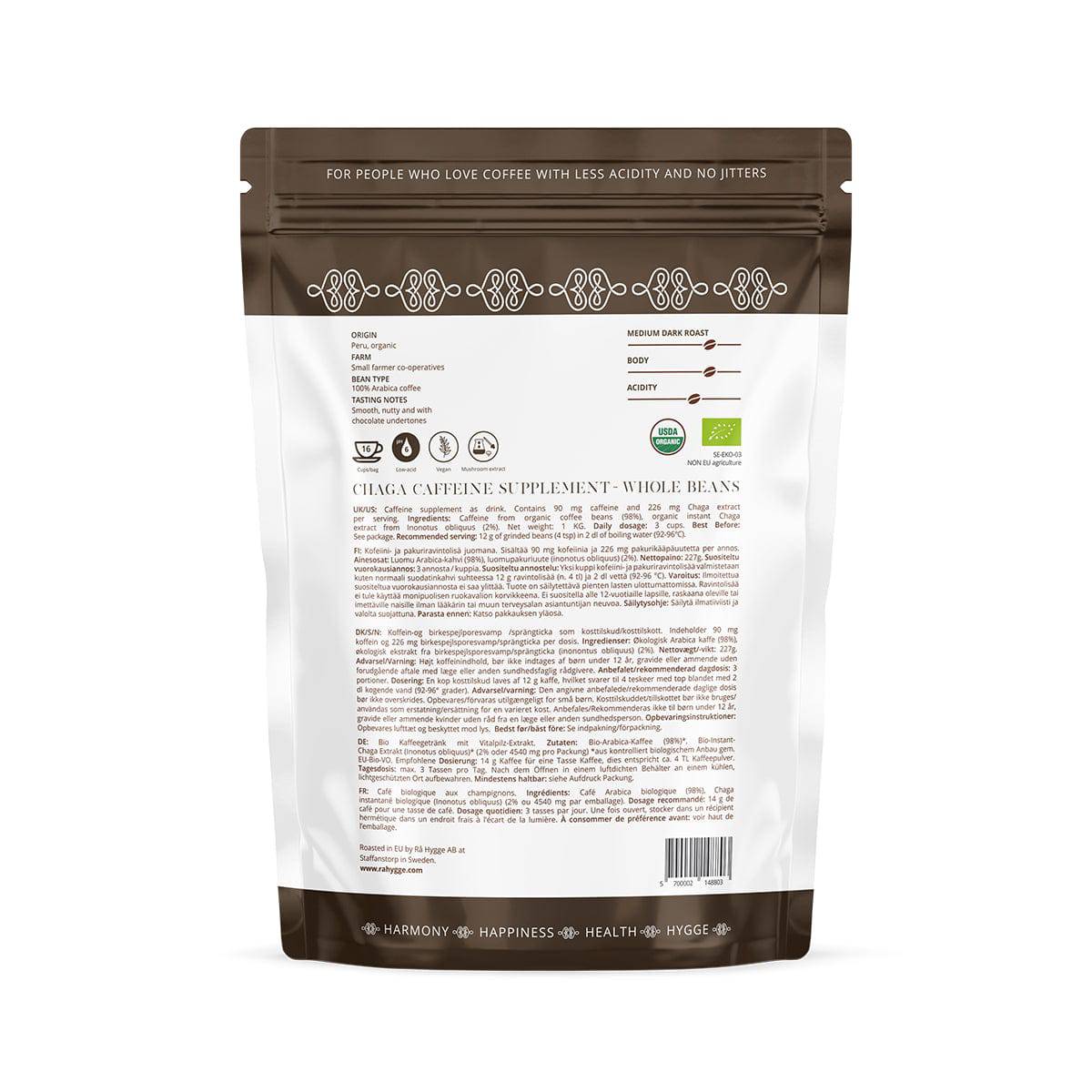Rå Hygge, BIO Chaga Mushroom Coffee, Whole Beans, 227g - GREEN LIFE CYPRUS