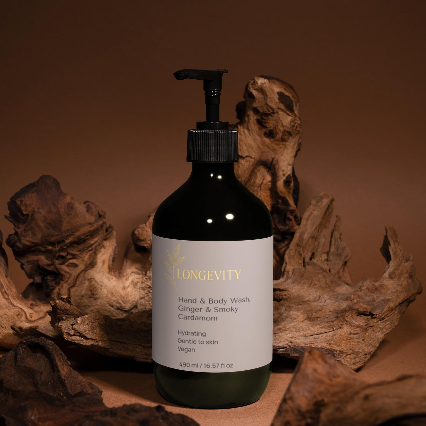Longevity, Hand & Body Wash – Ginger & Smoky Cardamom (490ml) - GREEN LIFE CYPRUS