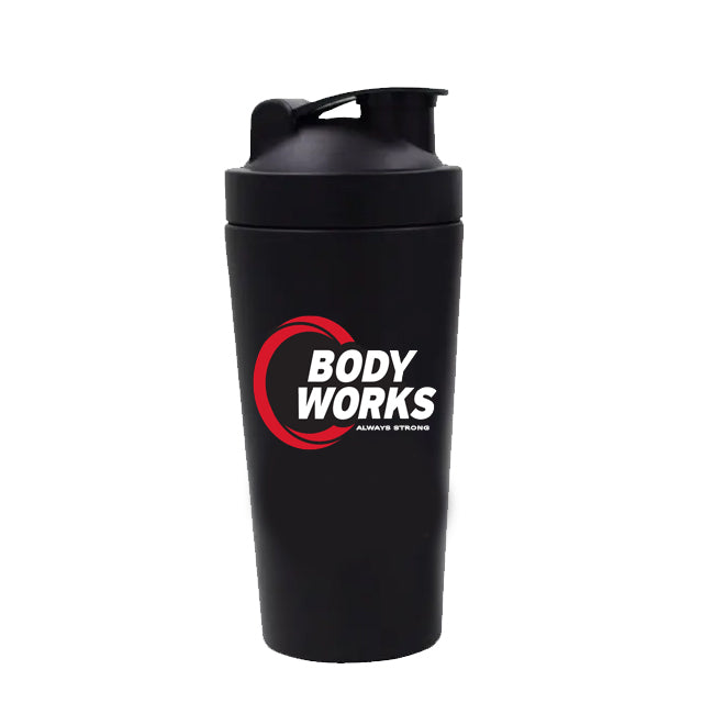 Viking Fitness Bodyworks stainless steel 750ml protein shaker with leak-proof lid and mixing ball for smooth drinks