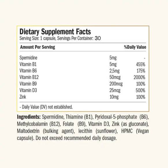 Liposomal Spermidine Fusion, 30 Vegan Capsules - Purovitalis - GREEN LIFE CYPRUS