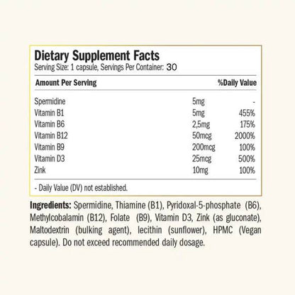Liposomal Spermidine Fusion, 30 Vegan Capsules - Purovitalis - GREEN LIFE CYPRUS