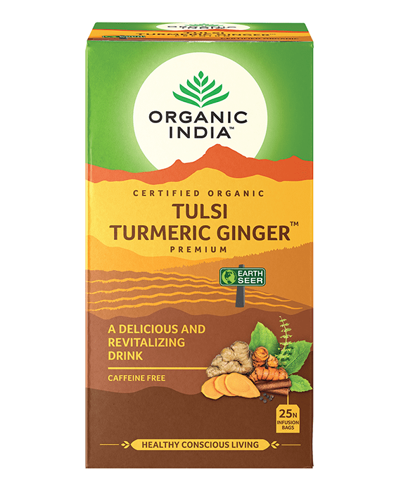 Organic India, BIO Tulsi Turmeric Ginger Premium Tea, Caffeine-Free, 25 Infusion Bags - GREEN LIFE CYPRUS