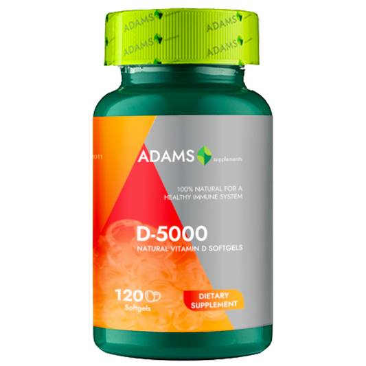 Adams Supplements Vitamin D-5000 softgels, 30 softgel bottles, supplement for bone and immune health